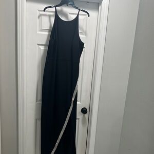 BCX Black Asymmetrical Dress with Silver Detail